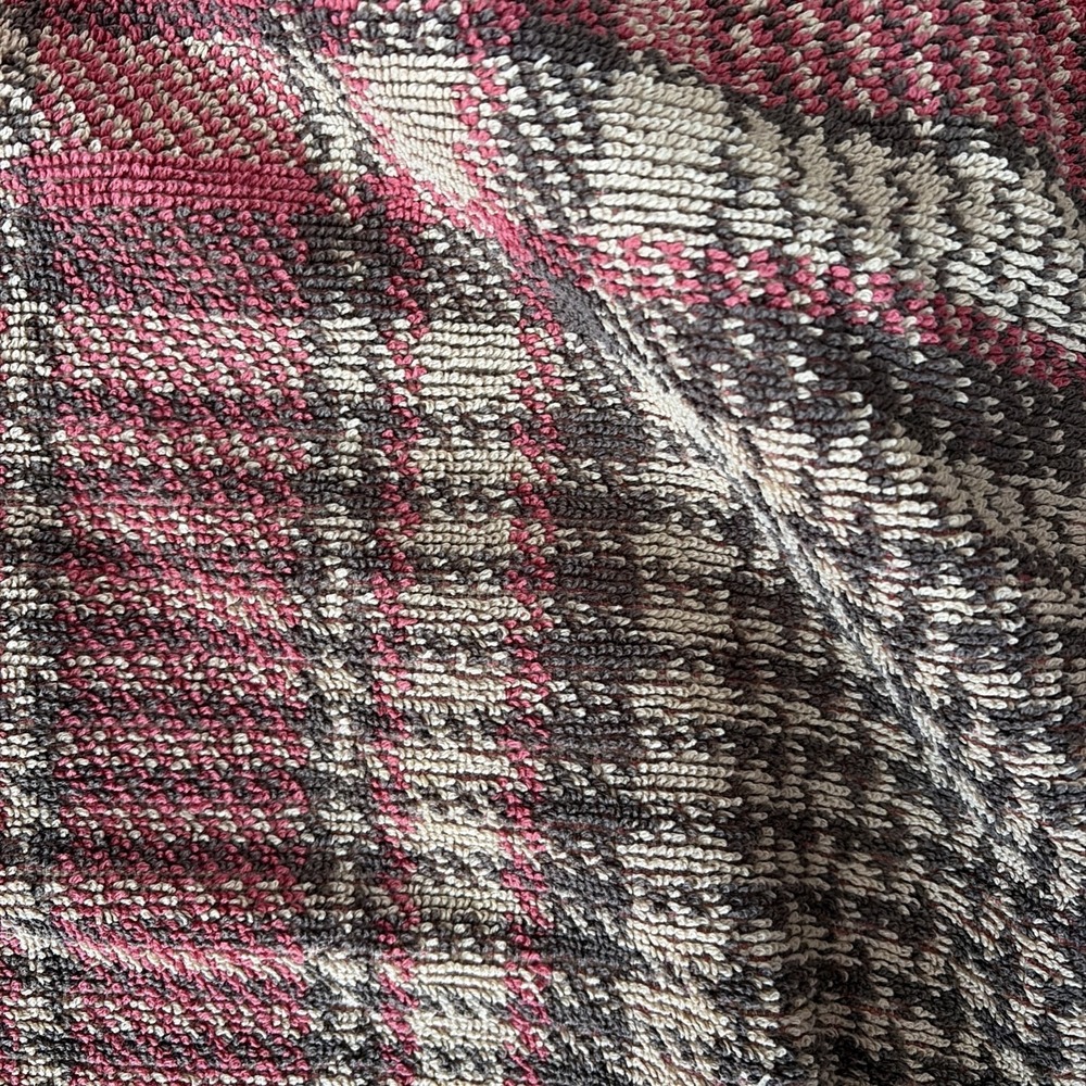 VTG Ralph Lauren bath towel Aragon Plaid Houndstooth Tartan Brown Red Tan Cotton - Picture 7 of 10